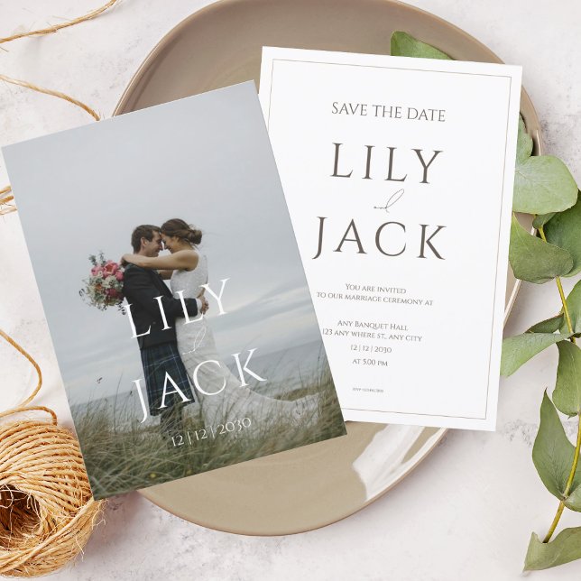 Elegante Fotokarte mit moderner Typografie Einladung (1)