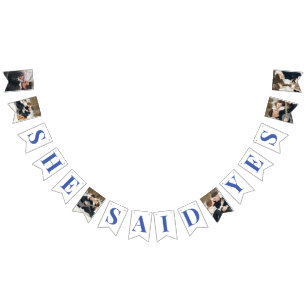 Elegante Fotos Blaue Bridal Shower Wimpelkette