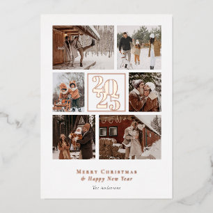 Elegante Fotos Collage Frohe Weihnachten Folien Feiertagskarte