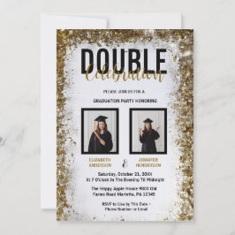 Elegante Fotos für Doppel-Feier Einladung