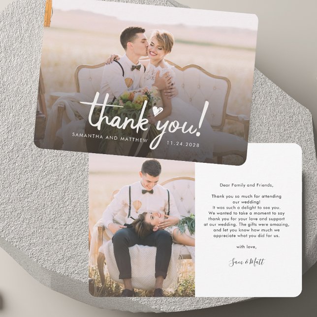 Elegante Fotos handgeschriebene Hochzeit Vielen Da Mitteilungskarte (Elegant Photos Handwritten Wedding Thank You Note Card)