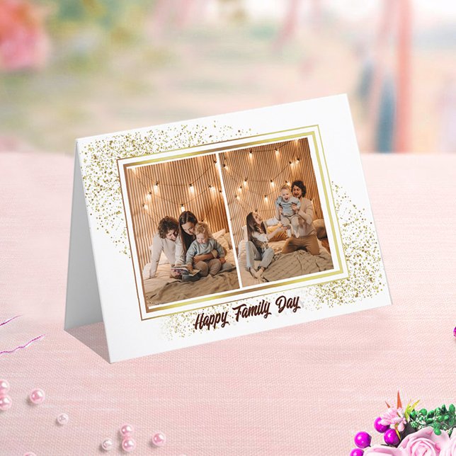 Elegante Frame Family Fotos Faltkarte Feiertagskarte (Von Creator hochgeladen)