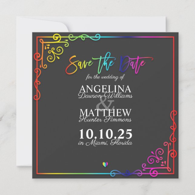 Elegante Frame-farbige Save the Date-Karte Save The Date (Vorderseite)
