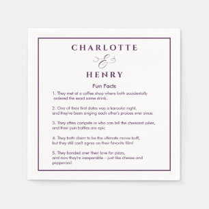 Elegante Frame Fun Fakten Lila & White Wedding Serviette
