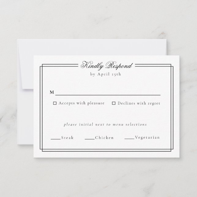 Elegante Frame Monogram Wedding Response Card RSVP Karte (Vorderseite)
