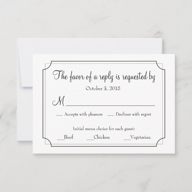 Elegante Frame Response Card mit Menüauswahl RSVP Karte (Vorderseite)