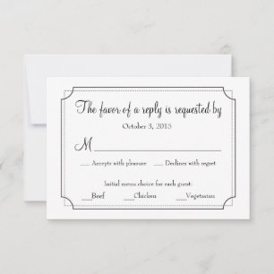 Elegante Frame Response Card mit Menüauswahl RSVP Karte