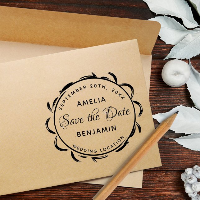 Elegante Frame Typografy Wedding Save the Date Gummistempel (Von Creator hochgeladen)