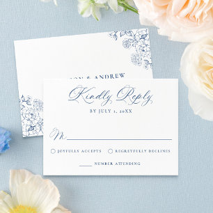Elegante französisch blaue viktorianische florale RSVP karte