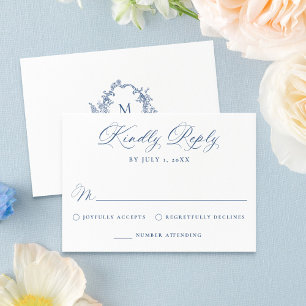 Elegante französisch blaue viktorianische florale RSVP karte