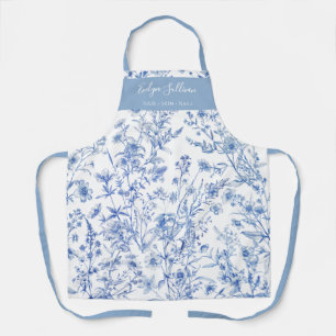 Elegante französisch blaue Wildblumen-Schürze Schürze