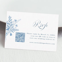 Elegante französische blaue botanische Hochzeit QR