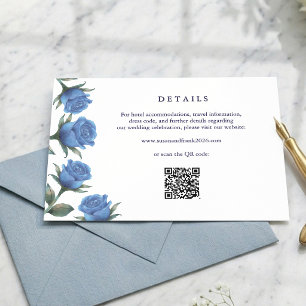 Elegante Französische Blaue Rose Aquarell Hochzeit Begleitkarte