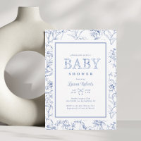 Elegante französische Blue & White Floral Baby Dus