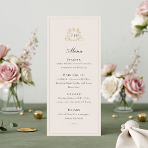 Elegante französische Château-Monogramm-Hochzeits- Menükarte