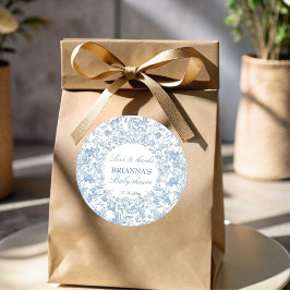 Elegante französische Dusche mit blauer Babydusche Runder Aufkleber