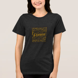 Elegante französische Femme-Kalligrafie Botanical  Tri-Blend Shirt