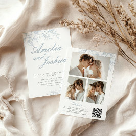 Elegante französische FloraL FotoCollage mit QR-Co Einladung