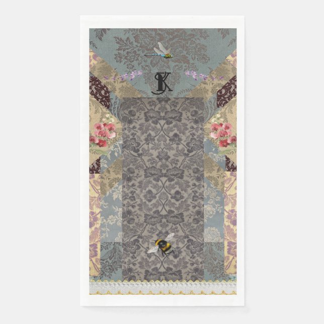 Elegante französische Garten-Papier-Serviette Serviette (Vorderseite)