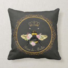 Elegante französische Königin Biene Rosa Rosen Gra Kissen