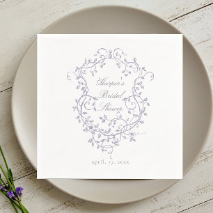 Elegante französische Lavendel-Blumen-Wappen-Braut Serviette