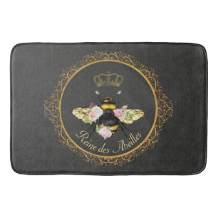 Elegante französische Queen Bee rosa Rosen grau Go Badematte
