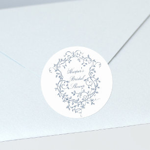 Elegante französische viktorianische blaue Hochzei Runder Aufkleber