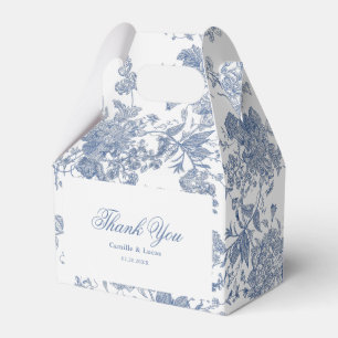 Elegante französische Vintage-Blumen-Jouy in Blau Geschenkschachtel