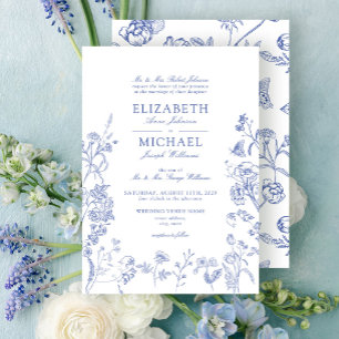 Elegante französische Vintage-Blumenhochzeit Einladung