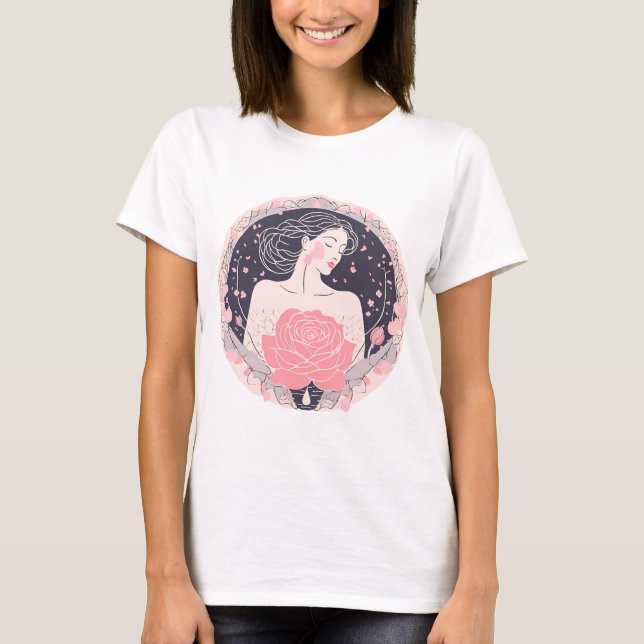Elegante Frau abstrakt friedliches rosa Hemd T-Shirt (Vorderseite)