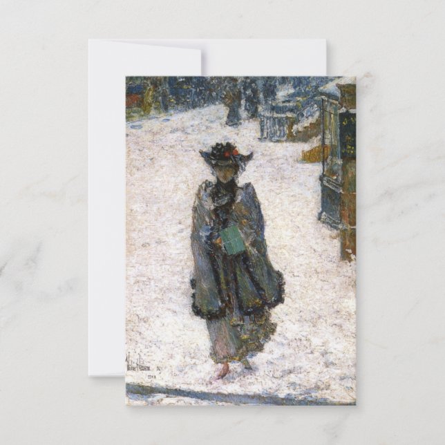 Elegante Frau am Weihnachtsmorgen (Childe Hassam) Karte (Vorderseite)