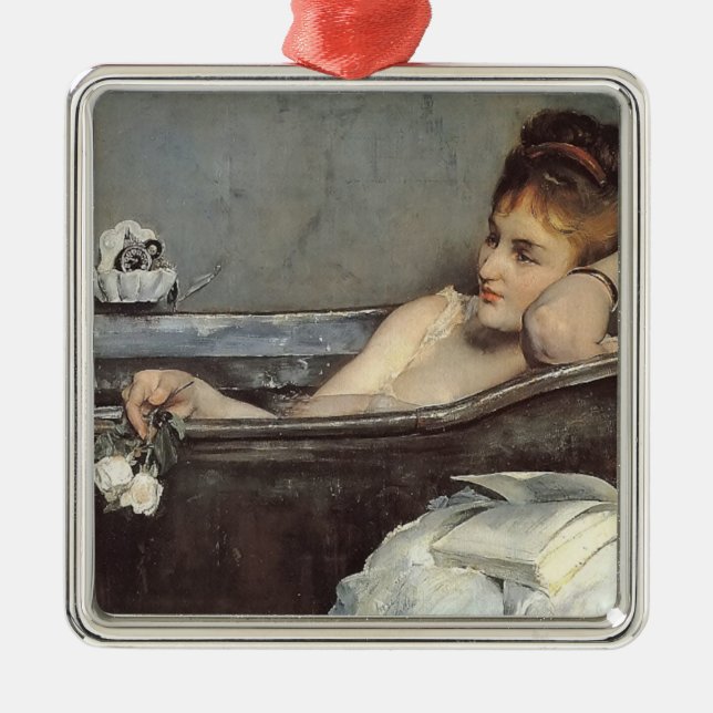 Elegante Frau im Bad (von Alfred Stevens) Ornament Aus Metall (Vorne)