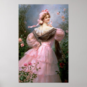Elegante Frau im Garten der Rose Poster