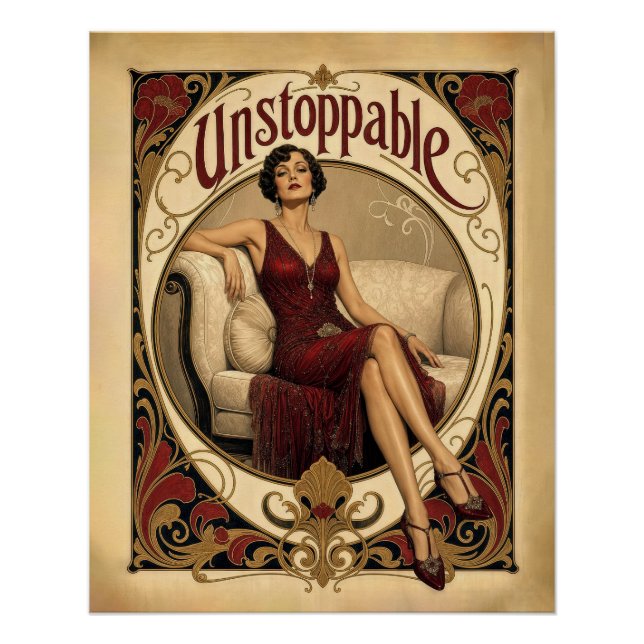 Elegante Frau im Jugendstil Poster (Vorderseite)