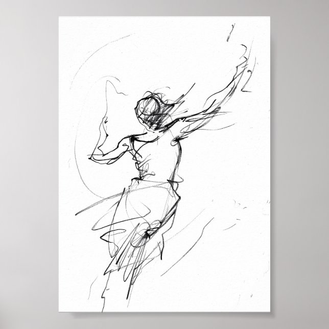 Elegante Frau im Motion Sketch - Premium Poster (Vorne)