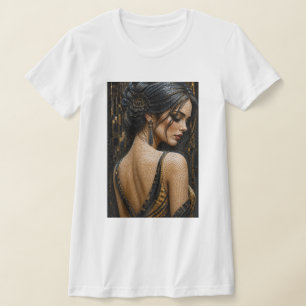 Elegante Frau in 3D-Mikromosaik – Luxus T-Shirt