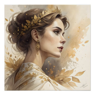 Elegante Frau in Champagner & Gold Luxus Kunst Poster