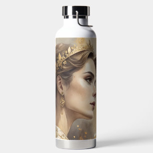 Elegante Frau in Champagner & Gold Luxus-Kunst Trinkflasche