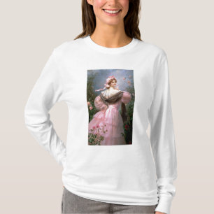 Elegante Frau in einem Rosengarten T-Shirt
