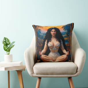 Elegante Frau in meditativer Harmonie von Xzendor7 Kissen