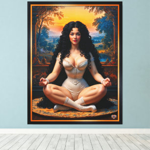 Elegante Frau in meditativer Harmonie von Xzendor7 Leinwanddruck
