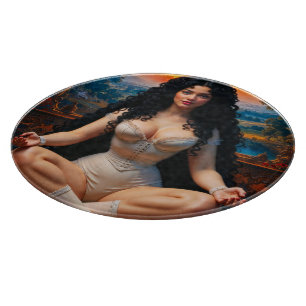 Elegante Frau in meditativer Harmonie von Xzendor7 Schneidebrett