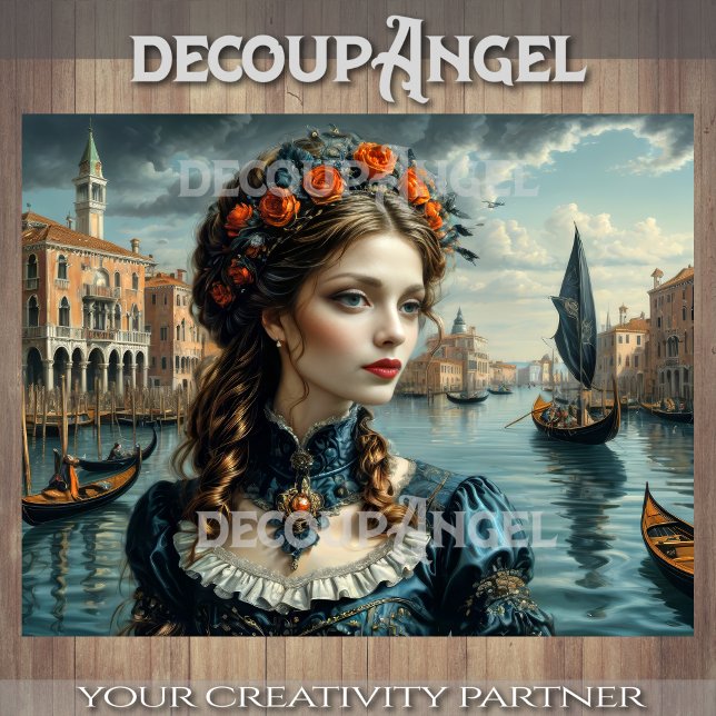 Elegante Frau in Venedig - Dekoupage- Seidenpapier (Von Creator hochgeladen)