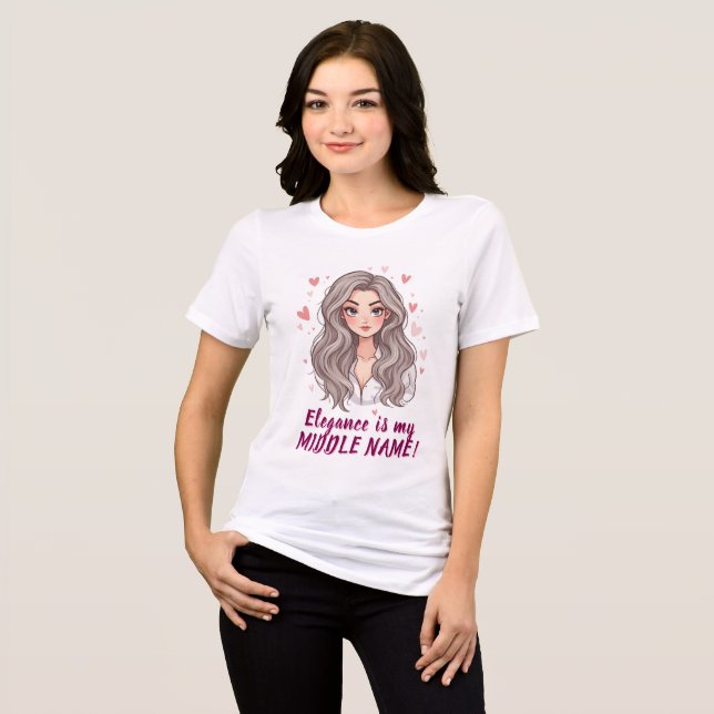 Elegante Frau mit blühendem Haar Tri-Blend Shirt (Vorderseite voll)