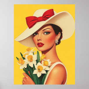 Elegante Frau mit Daffodien Poster