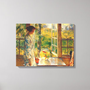 Elegante Frau mit Goldfischglas (Childe Hassam) Leinwanddruck