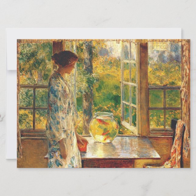 Elegante Frau mit Goldfish Bowl (Childe Hassam) (Vorderseite)