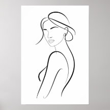 Elegante Frau mit Hut Minimalistische Linienkunst