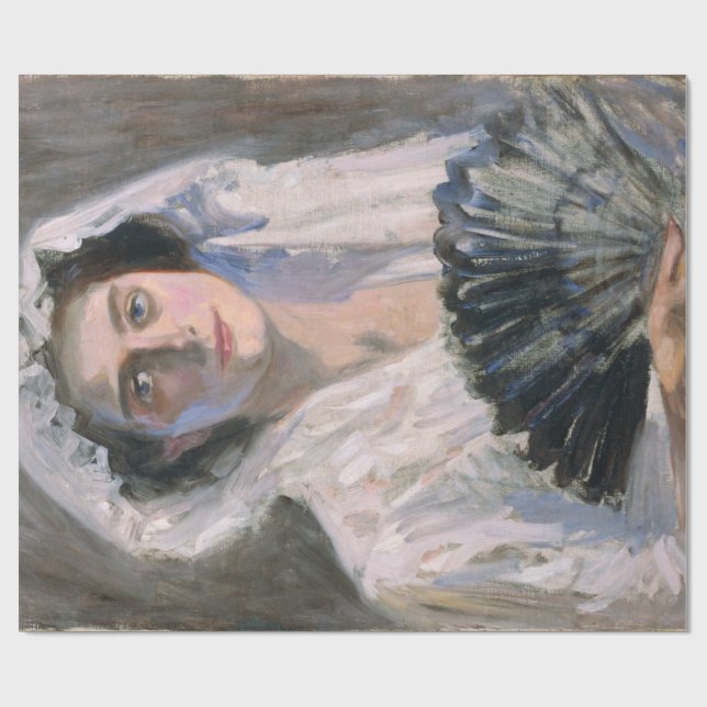 Elegante Frau mit schwarzem Fan (Fujishima Takeji) Geschenkpapier (Flach)
