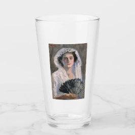 Elegante Frau mit schwarzem Fan (Fujishima Takeji) Glas